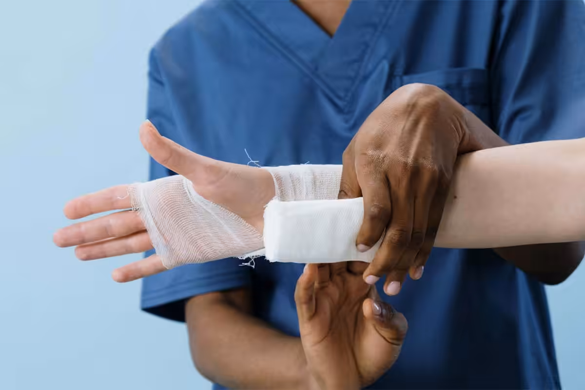hand wrapped with bandage