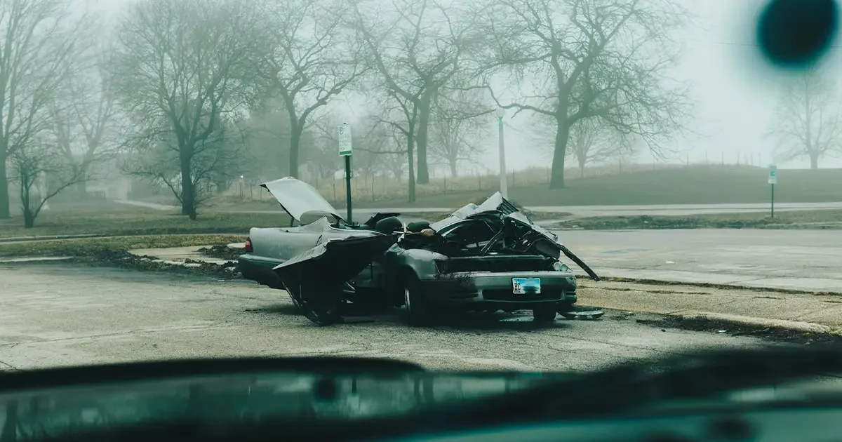 Car wreck on the road