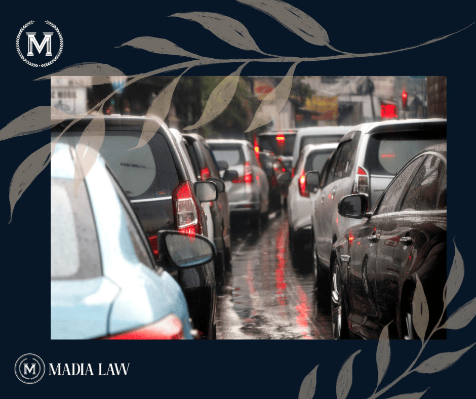 Multi-car pileup on busy road